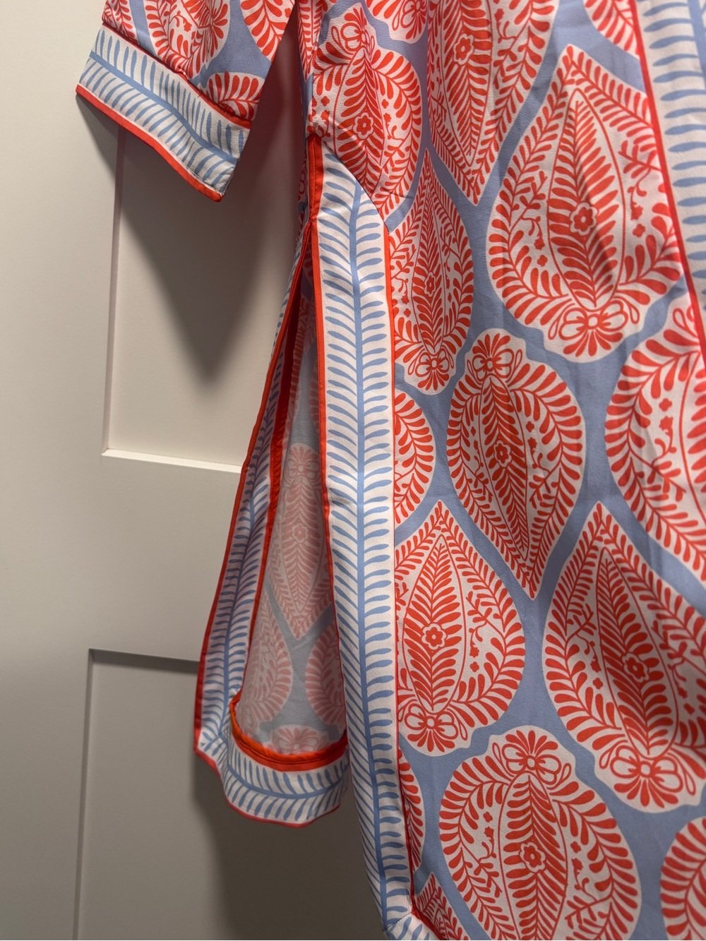Gretchen Scott Coral & Sky Blue Printed Duster Kimono Jacket Indian Summer M/L - Picture 6 of 7